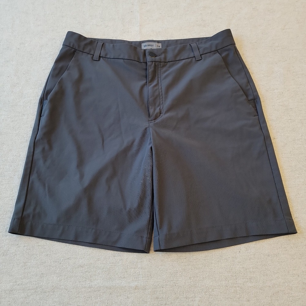 VRST Shorts Mens 34 Dark Gray Commuter Chino Flat Front Performance Golf Inseam
